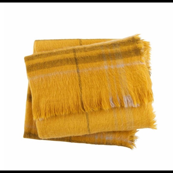 NWT Mud Pie Mustard Brushed Plaid Scarf - Picture 1 of 5